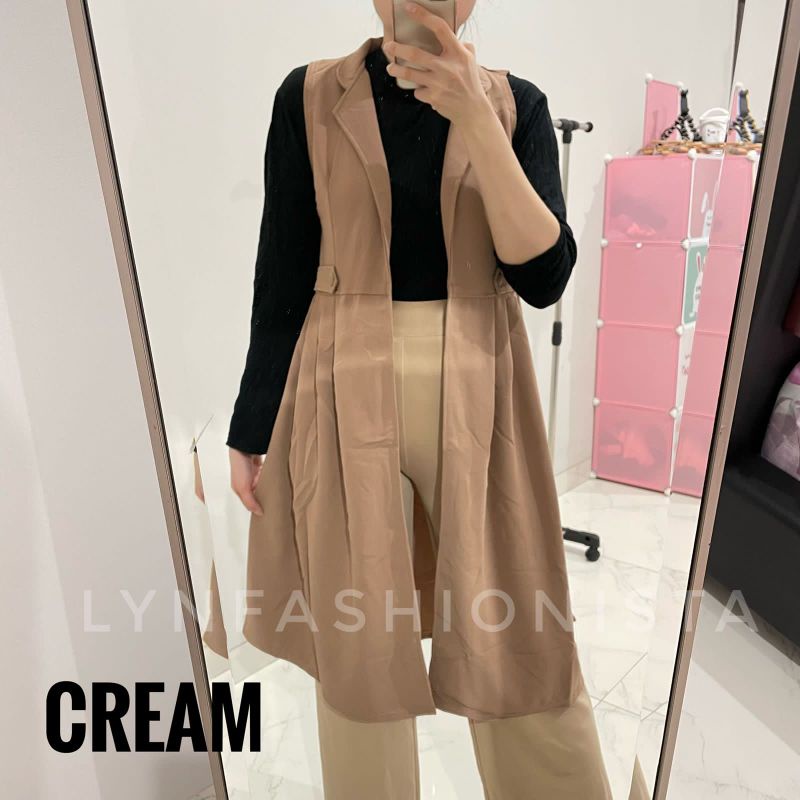 LYNFASHIONISTA-KARDIGAN WANITA MUSLIM TANPA LENGAN KERAH/CASSANDRA