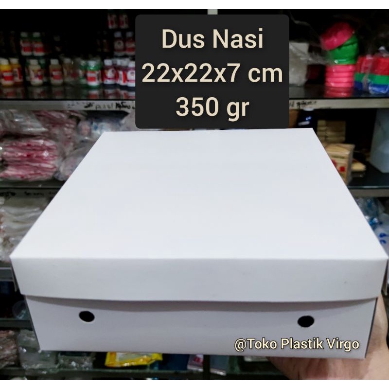 Box / Kardus / Dus Nasi Kue Snack Makanan - 22x22x8 cm - Putih Coated