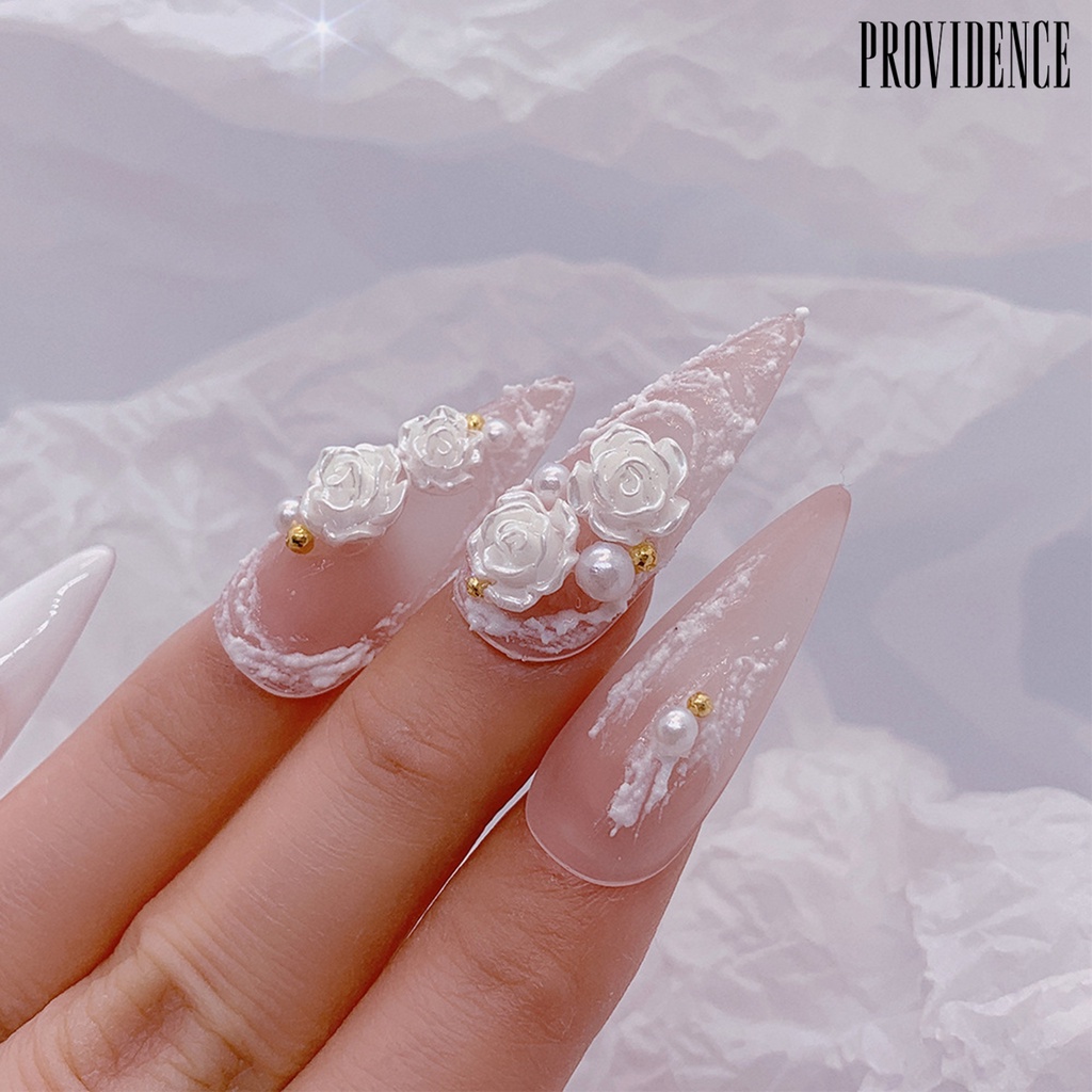 1 Kotak Ornamen Bunga Kamelia Putih Mini Bahan Resin Tidak Pudar Untuk Dekorasi Nail Art Wanita