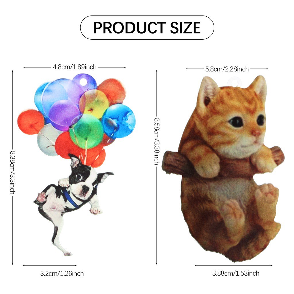 Suyou Gantungan Kunci Bentuk Kucing + Anjing Untuk Dekorasi Interior Mobil