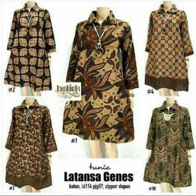 TUNIK LATANSA GENES JUMBO BATIK SOGAN PREMIUM DRESS MODERN KONDANGAN FORMAL