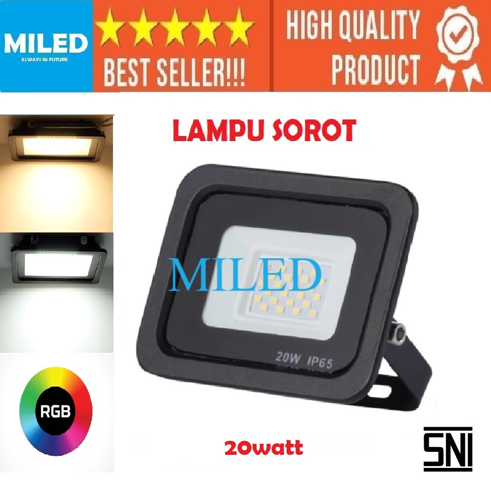 LAMPU SOROT LED 20 WATT PUTIH - KUNING - RGB OUTDOOR ANTI AIR / LAMPU SOROT TAMAN
