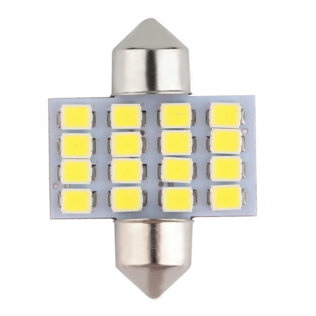 Lukstar Lampu Mobil LED Super White 31mm Festoon 16 SMD 1210 2 PCS