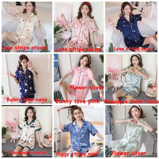 48MOTIF JC- SET PIYAMA SATIN IMPORT HP / PIYAMA SATIN PREMIUM IMPORT / PIYAMA SATIN KOREA MURAH