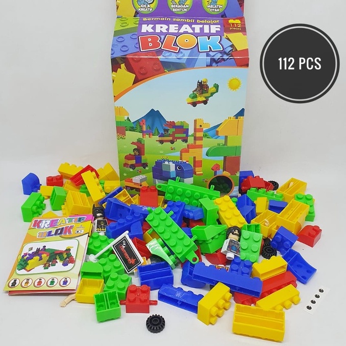 Mainan Edukasi Kreatif Blok isi 112pcs Puzzle Susun Puzzle Block