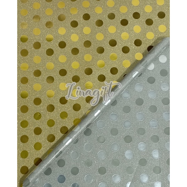 ( 3 Lembar ) PLASTIC METALLIC GLITTER POLKADOT - PLASTIK GLITER METALIK SHINY MENGKILAP DOTS ONDE POLKA POLKADOTS SILVER GOLD EUSTHATIC CLASSIC VINTAGE