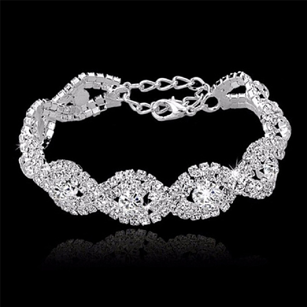 (AdornmentNo1) Gelang Tangan Rantai Aksen Infinity + Kristal + Berlian Imitasi Untuk Perhiasan Wanita