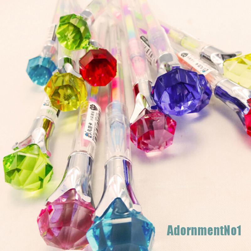 (AdornmentNo1) 2pcs / Set Pulpen Gel 6 in 1 Aksen Berlian Imitasi Untuk Pelajar