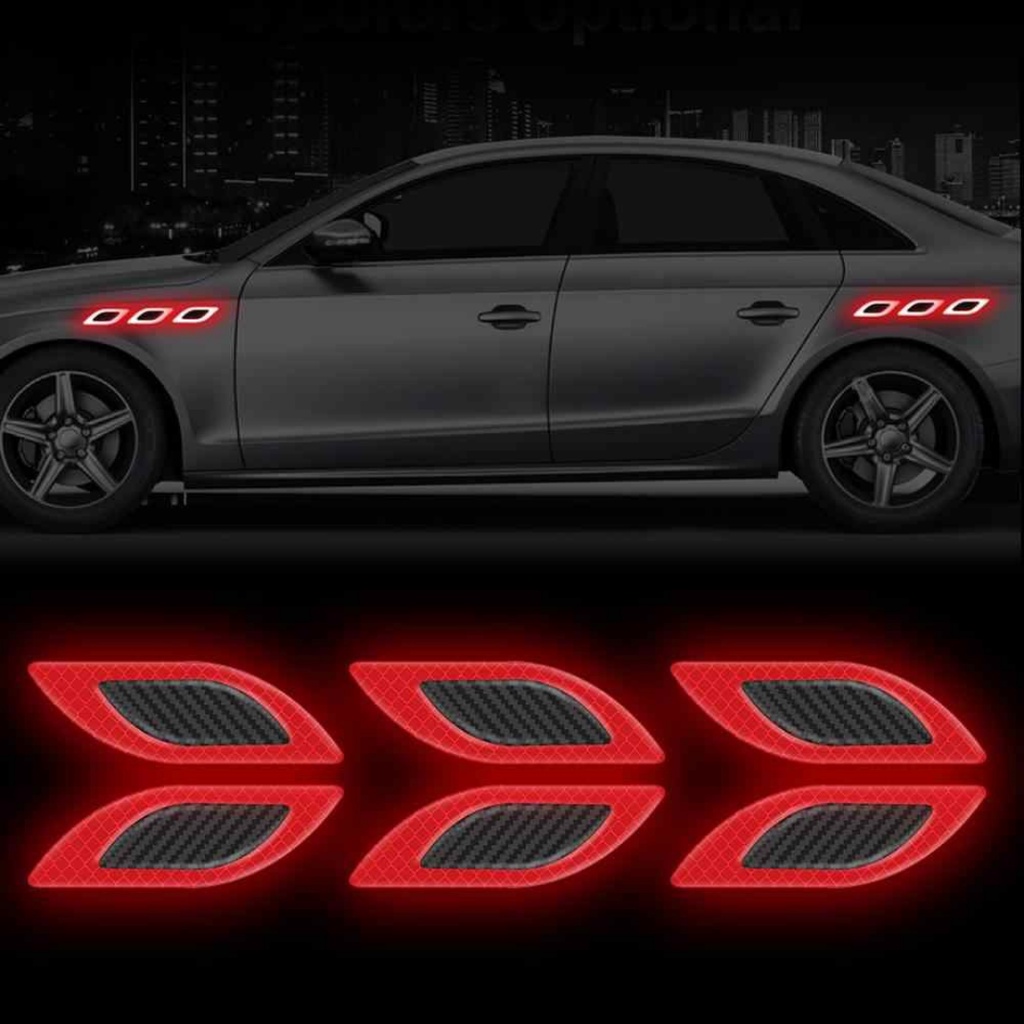 STIKER CARBON 3D Mobil Sticker Reflektor Mask Reflective Scoop Aksesoris Mobil