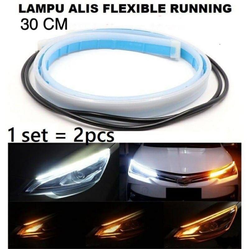 Lampu Alis DRL 30 Cm Flexible Flexsibel Waterproof 12V Running Bisa Motor Mobil