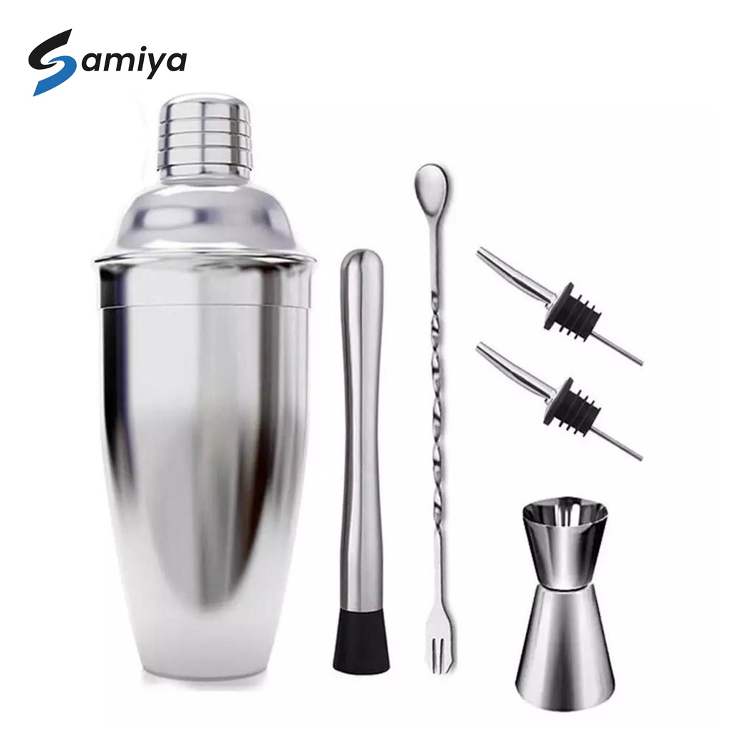 paket shaker cocktail stainless 6in1/ alat bartender set / barware set shaker stainless 6 in 1