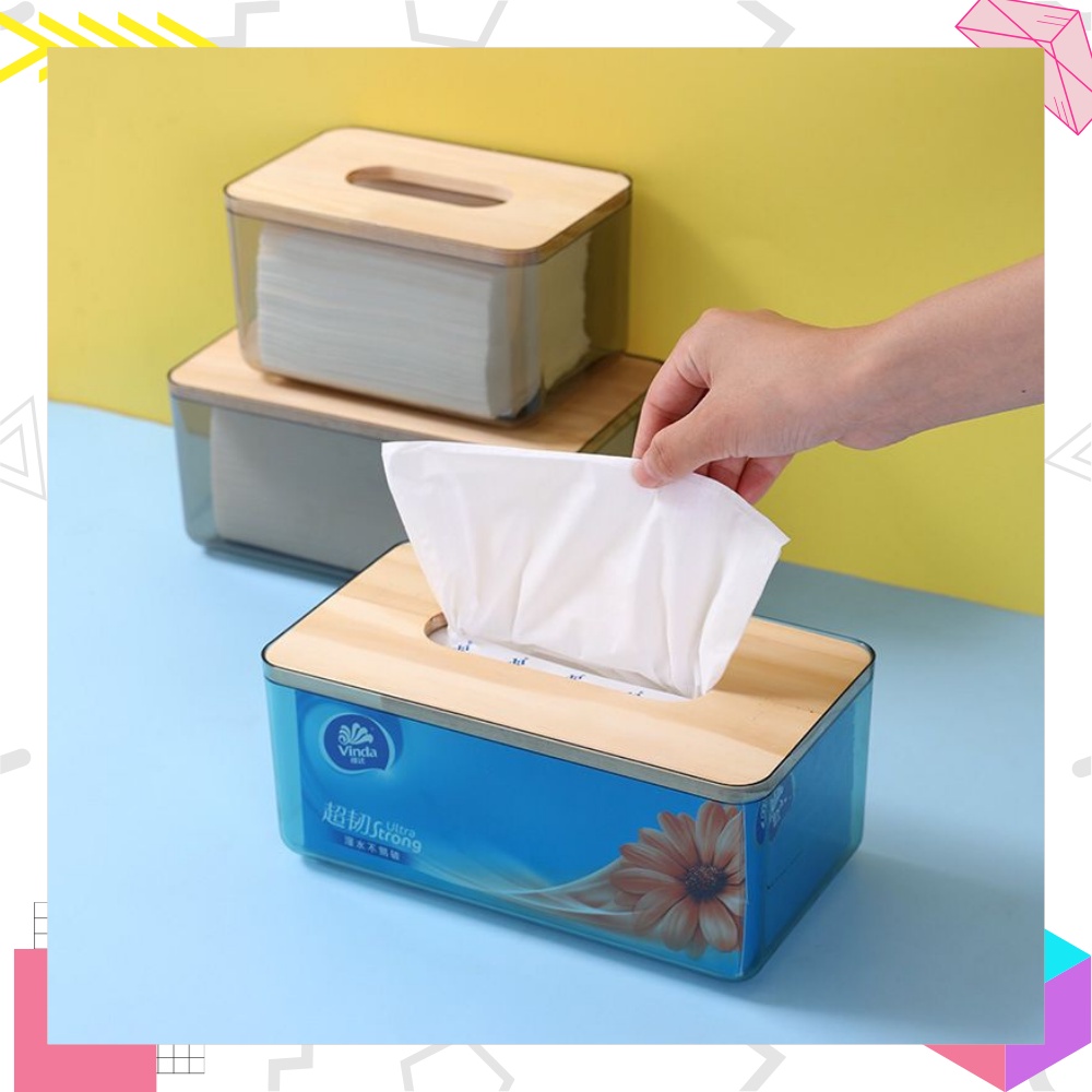 LEXJAKARTA  Kotak Tisu Kayu Transparan Modern Kotak Tisu Plastik Kotak Tempat Tisu Aesthetic Desain Kayu Minimalis Transparan Wadah Tissue Organizer Meja