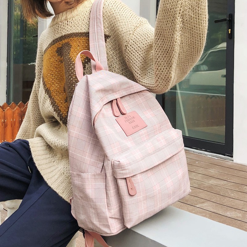 Ransel kotak kotak perempuan 2019 versi Korea baru dari 