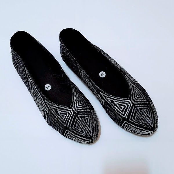 etnik fashion sepatu wanita flat slip on bordir terbaru murah wajik abu dan abu fanta random
