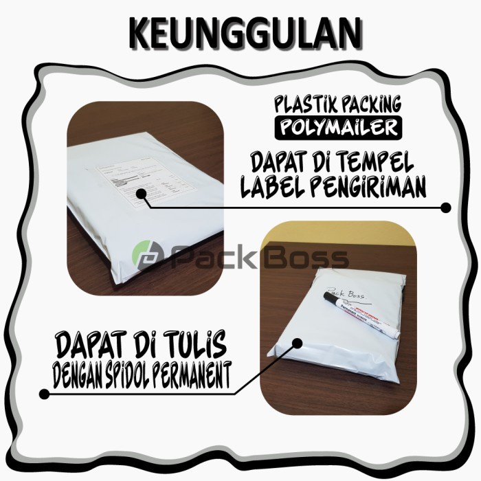 

MENYURAT-SURAT- TERMURAH POLYMAILER 25X35 (ISI ±100) HARGA THE BEST KUALITAS THE BOSS - HITAM NON