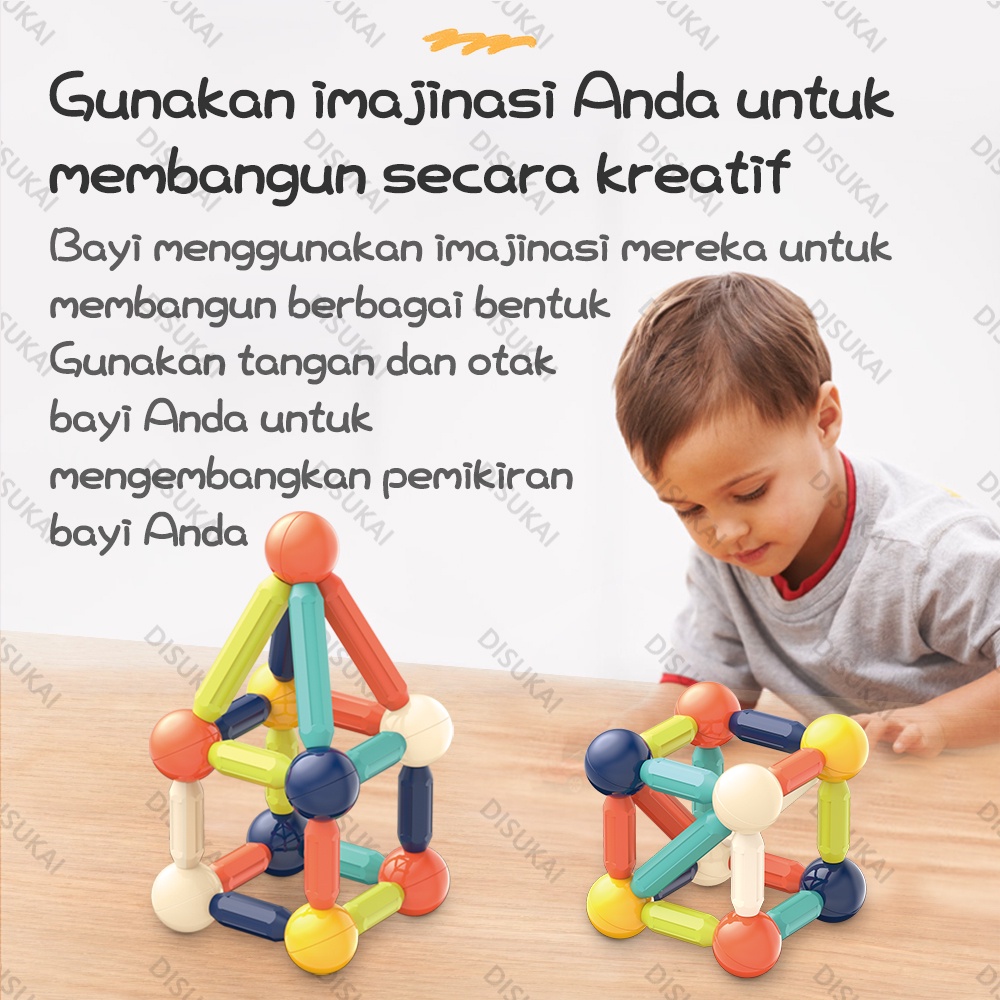 【Stok Baru】Tongkat balok bangunan magnetik 36 pcs Hisap yang kuat Mainan edukatif mainan puzzle mainan anak