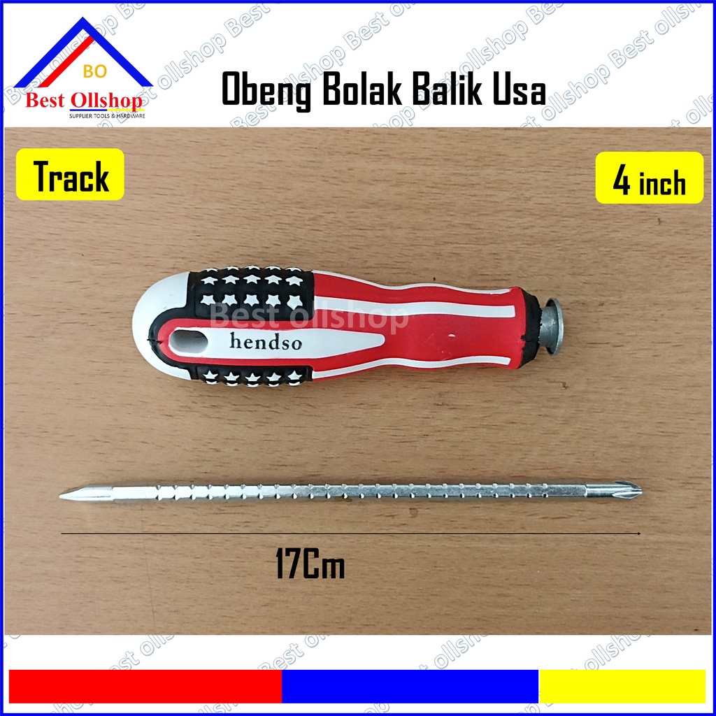 Obeng Bolak Balik USA 4 Inch / Track / Obeng Magnet / Obeng Plus Minus