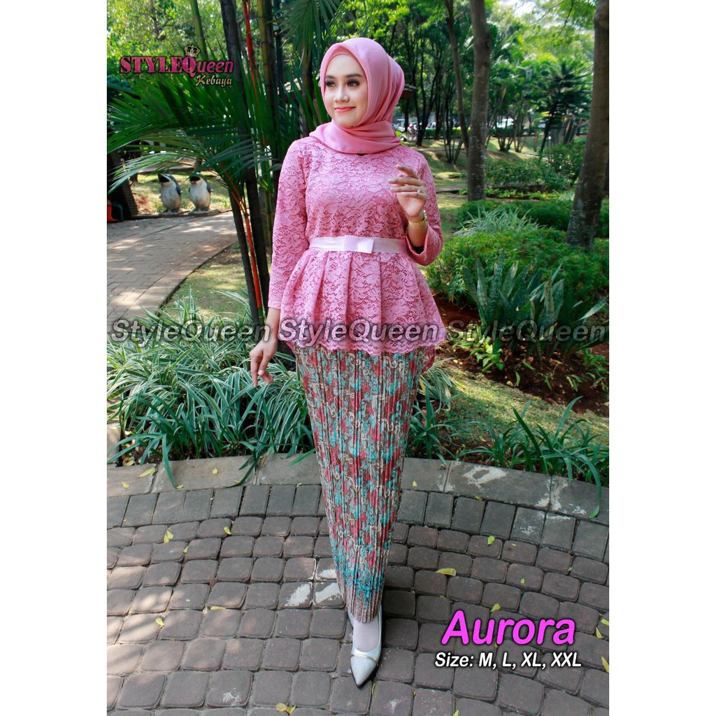 SB Collection Stelan Kebaya Risa Blouse Brukat Pita Dan Rok Plisket Maxi Jumbo Batik Wanita