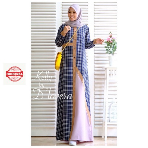 Maxi Dress Muslimah Chic Busui Kotak Kelly Dress by d'Lovera