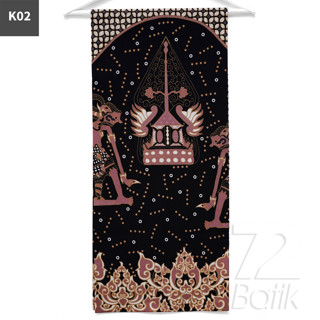 KAIN BATIK PREMIUM Bahan Katun Motif Wayang Warna Coklat Hitam 721712 Cap 72 Jarik Jarit Samping Keb