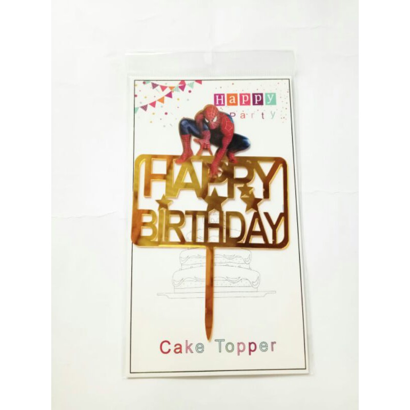 topper Toper cake acrylic akrilik hiasan kue ulang tahun karakter spiderman