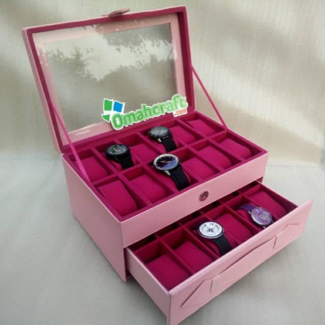 PINK SOFT - Box Jam Tangan Isi 24 Kotak Penyimpanan Jam Tangan Watch Box organizer