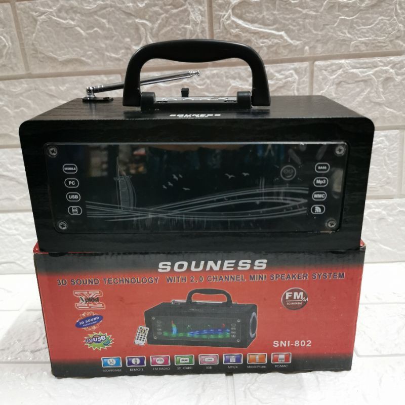 [SUSE] SOUNESS SNI 802 PORTABLE SPEAKER KECIL STEREO RADIO FM USB SD MULTIMEDIA