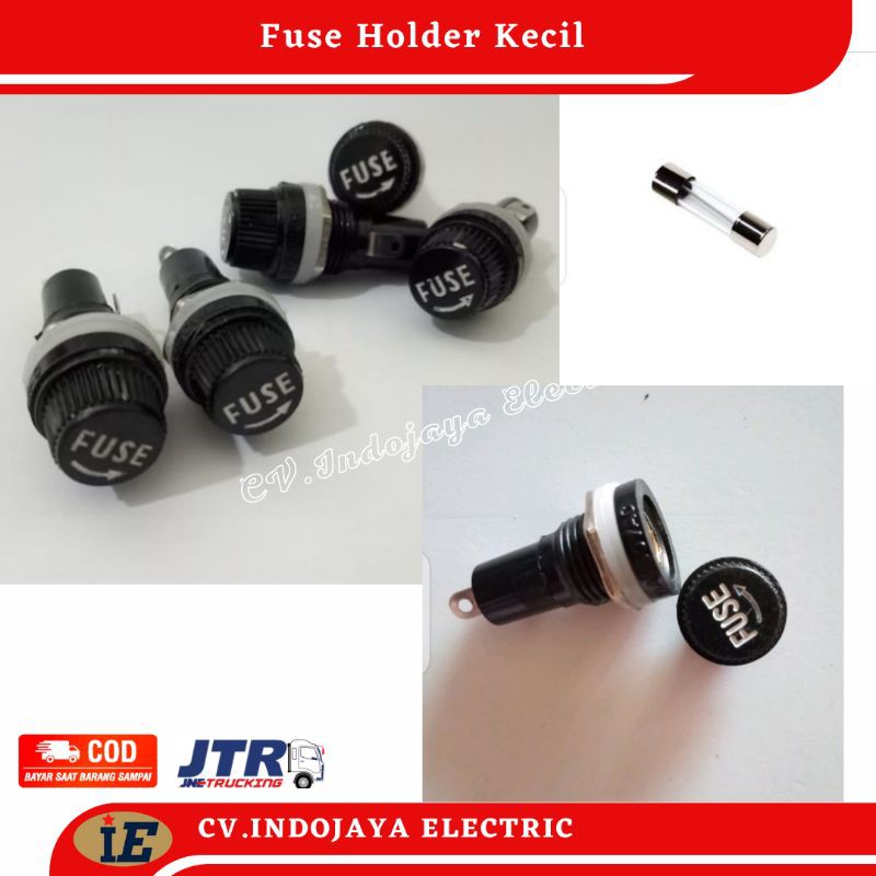 Fuse Holder Kecil+Fuse Tabung Kaca 10 Ampere(Satu Paket)