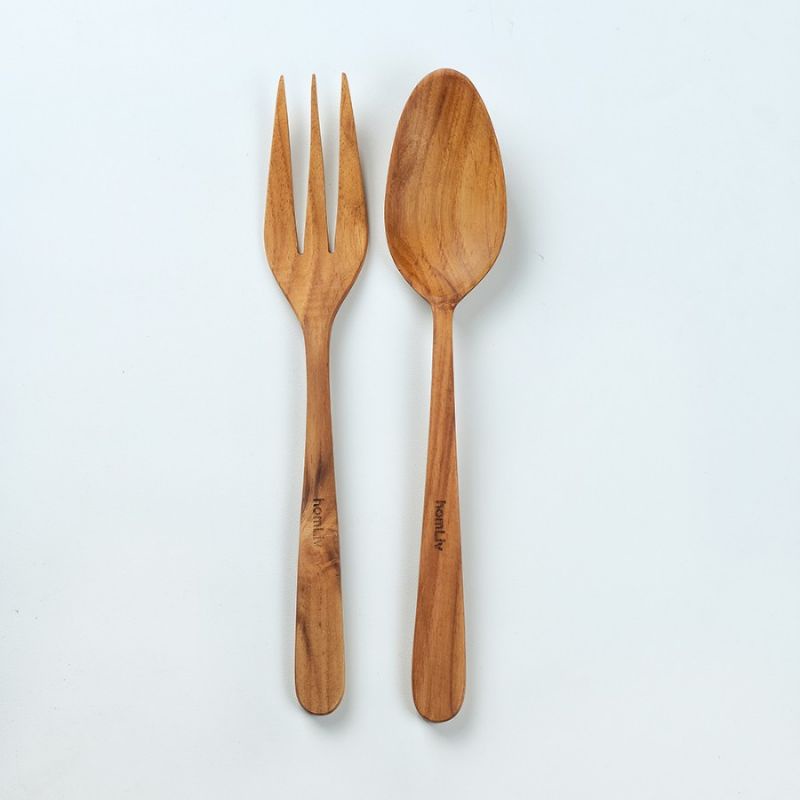 Sendok Garpu Jati Jumbo Angela Foodgrade -Wooden Jumbo Cutlery (Homliv)