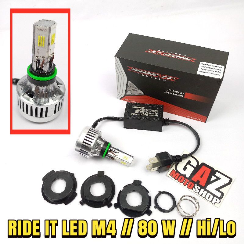 Bohlam LED 4Sisi 80 W AC DC M4 Kipas dop Lampu 4 sisi 80 Watt Universal Headlamp Motor Ride IT