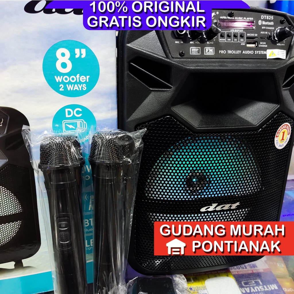 DAT Speaker Bluetooth DT 825 + 2 Mic Wireless bukan Salon bluethoot gmc