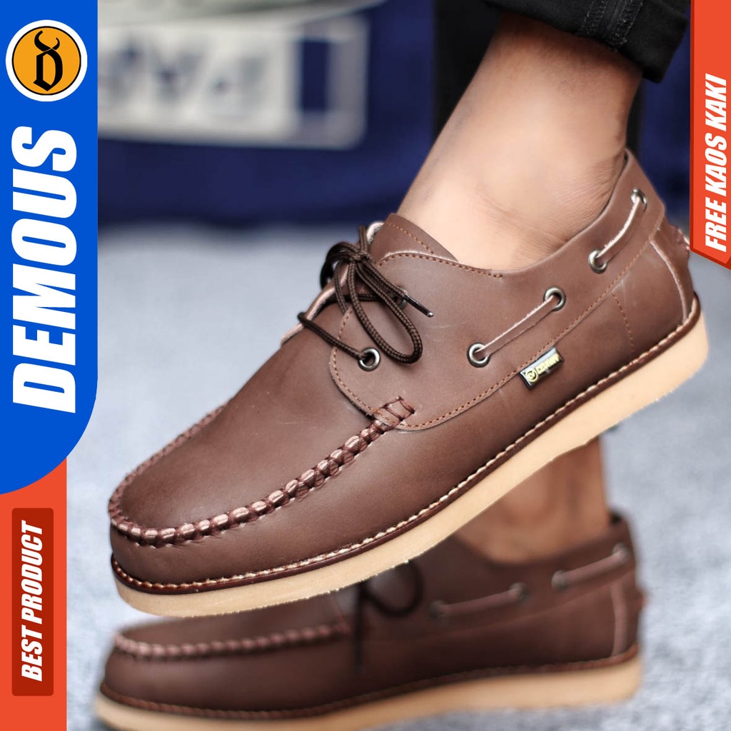 Sepatu Kulit Pria Casual Formal Kerja Hitam Coklat Demous Davis