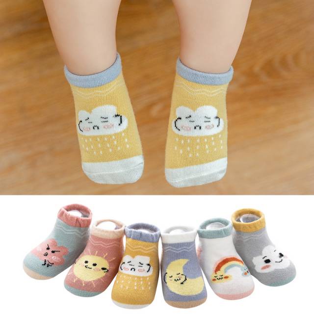 1234OS - KAOS KAKI SEPATU BAYI GAMBAR AWAN BAHAN KATUN BREATHABLE NYAMAN DI PAKAI IMPORT.