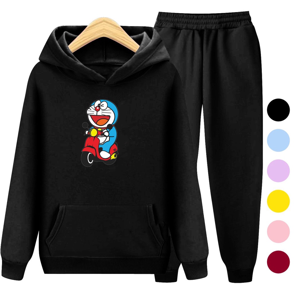 Setelan Anak Sweater Hoodie DORAEMON / Sweater Anak Laki - Laki Perempuan Size S (3-5 thun) M (5-7 thun) XL(9-12 thun) XXL (13 + thun)