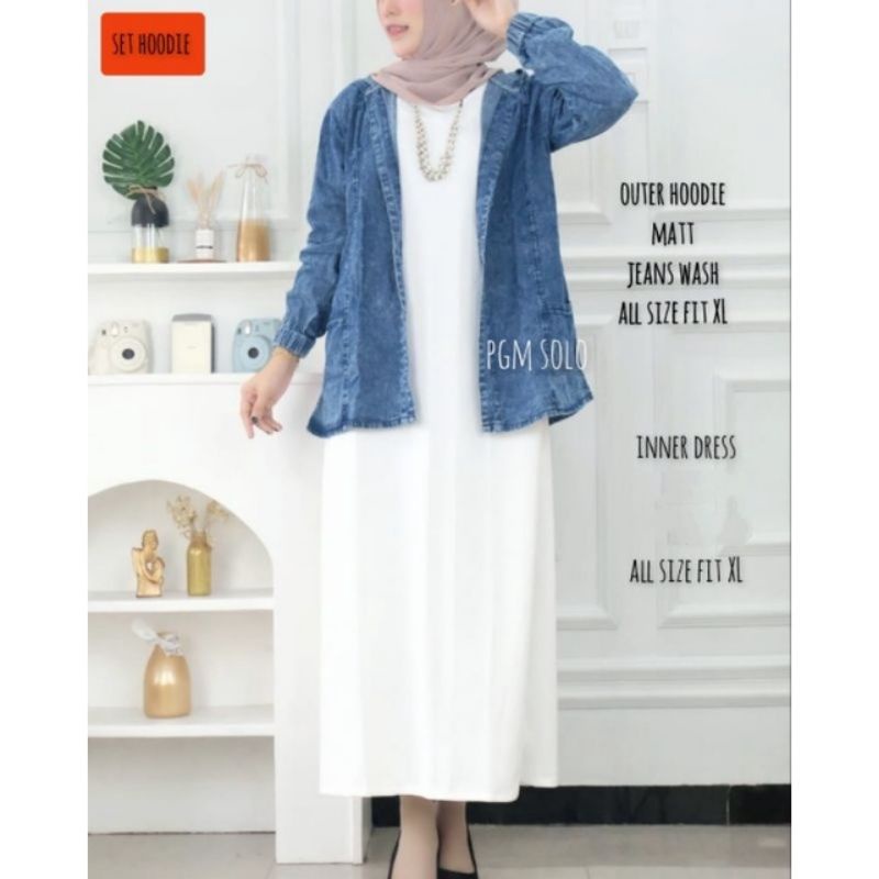 Setelan Jaket Jeans Wanita / One Set Cardigan