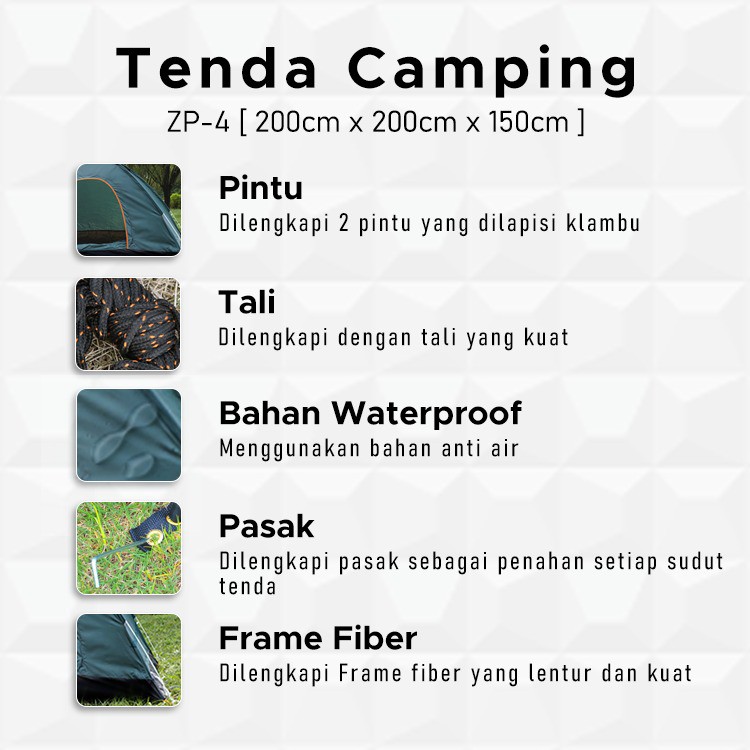 BEST SELLER Tenda Camping Otomatis Tenda Camping Kemah 4-5 Orang + kursi camping Tenda Camping Anti Air Tenda Camping Zp 5 Simple Tampa Harus Di Rakit/Tenda Outdor/Tenda Camping