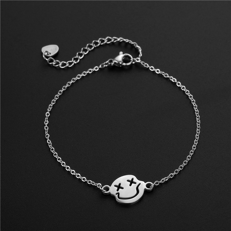 Gelang Motif Smiley Bahan Stainless Steel Untuk Wanita