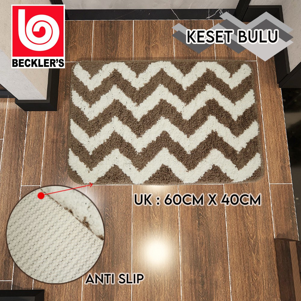 Keset Lantai Bulu Motif Geometris Tebal AntiSlip Nyerap Air UK 40X60CM