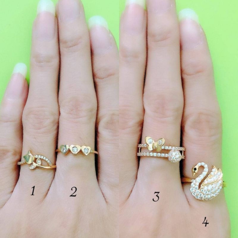 Cincin bunga, love, Kuli, angsa variasi batu putih mix kadar 375/8K UBS YT