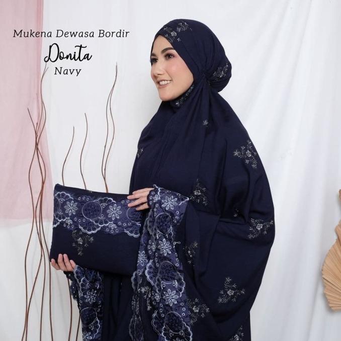 Mukena Dewasa Bordir Donita Navy