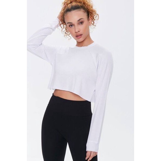 Forever21 fleece crop sweater-f21 crop white polos