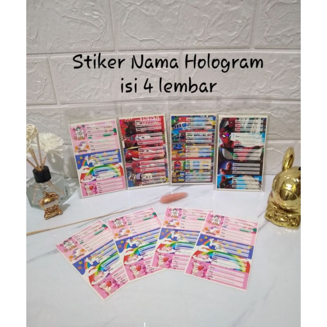 

Set Stiker Nama Hologram Label Buku Pelajaran Karakter Isi 4 Lembar Bagus