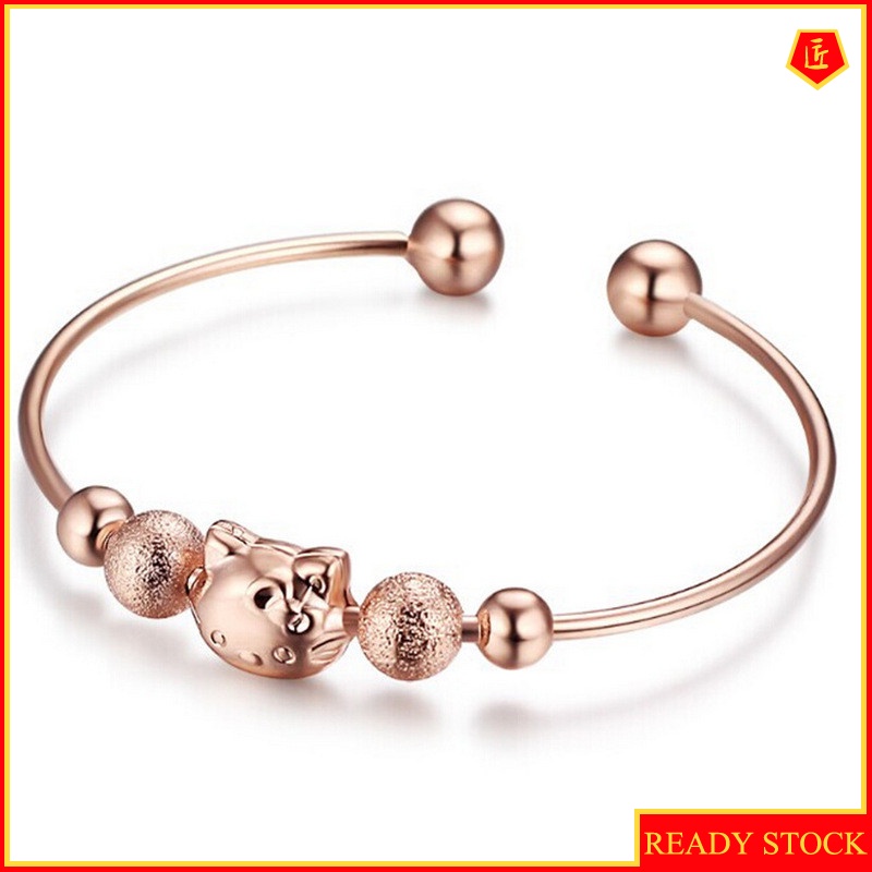 [Ready Stock]Cute Comic Cat Rose Gold Silver Bracelet