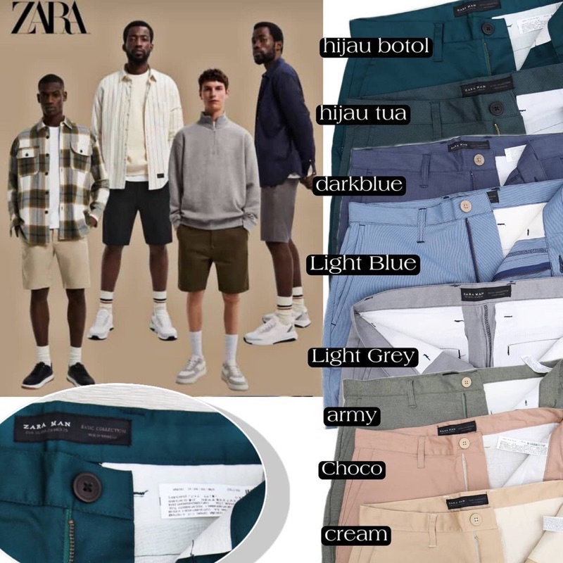 Zara Man Basic Cotton Slim-Fit Short / Celana Pendek / Short Pants