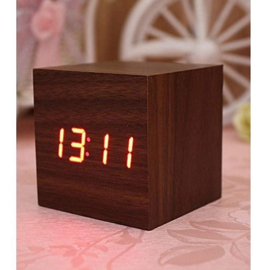 COD JAM DIGITAL LED KAYU JAM WEKER WAKER BEKER ALARM MEJA WOOD CLOCK UNIK MURAH B70