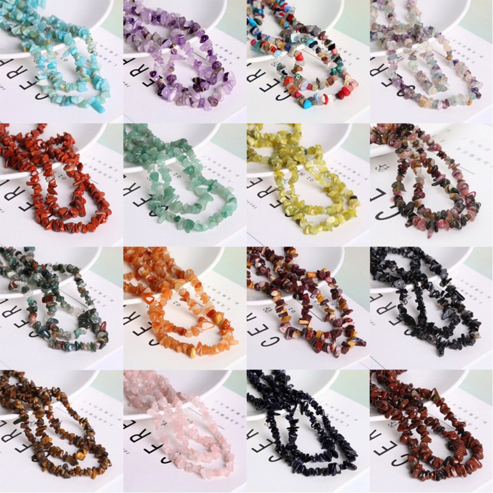 Manik-manik Bagus 5-8 Mm Alami  Gaya Bahan Batu Bentuk Bebas Kerikil Longgar Chip Manik-manik Strand  80CM Perhiasan Gelang dan Kalung