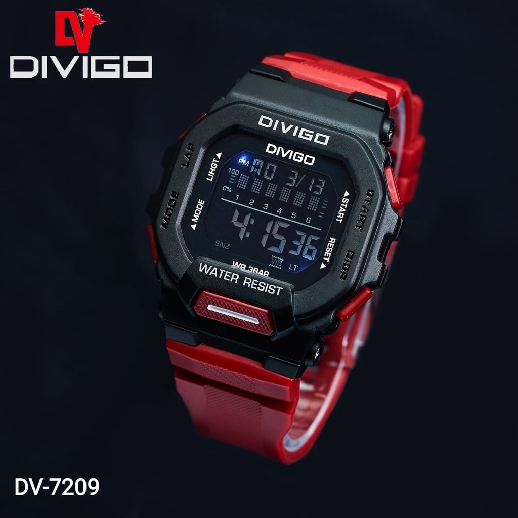 Jam Tangan Digital Pria DV-7209 Water Resistant 3ATM GARANSI