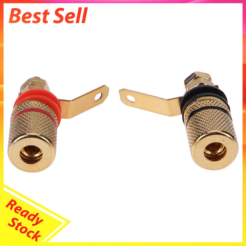 2pcs Terminal Binding Post Speaker Lapis Emas Ukuran 4mm Untuk Banana Plug