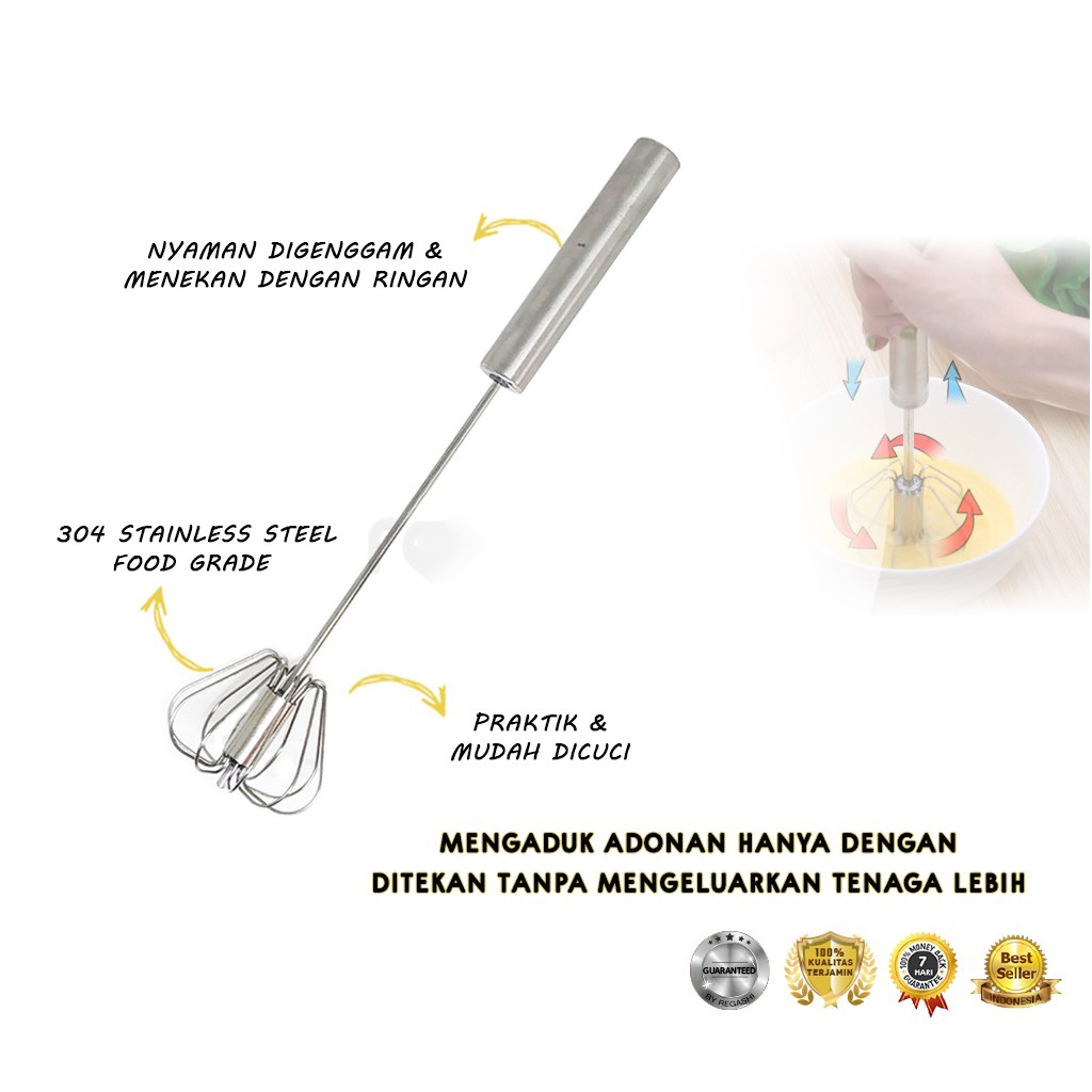 【COD+Dalam stok+Pengiriman Cepat】Kocokan  Stainless Regashi Pengocok Hand Mixer Manual / Pengocok Telur Adonan Otomatis Pengocok Telur Better Beater  Kocokan Telur Otomatis Stainless  Mixer Better Beater