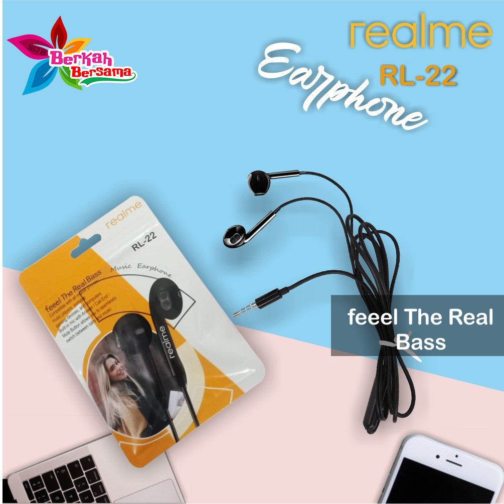 BM087 Headset heasdfree hf ORI REALME RL-22 mega BASS Jack 3.5mm 2 3 5 6 7 8 pro c1 c2 c20 c21 BB4245